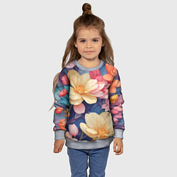 Свитшот детский Водянная лилия лотосы кувшинки, цвет: 3D-меланж — фото 2