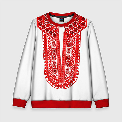 Детский свитшот Красная славянская вышиванка / 3D-Красный – фото 1