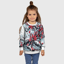 Свитшот детский Лепестки цветущей вишни - сакура, цвет: 3D-белый — фото 2