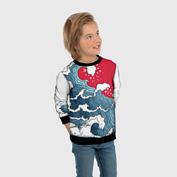 Свитшот детский Страна восходящего солнца - большая волна, цвет: 3D-черный — фото 2