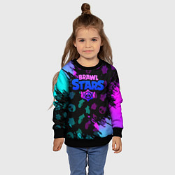 Свитшот детский Brawl stars neon logo, цвет: 3D-черный — фото 2