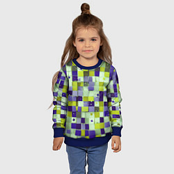 Свитшот детский Ретро квадраты болотные, цвет: 3D-синий — фото 2