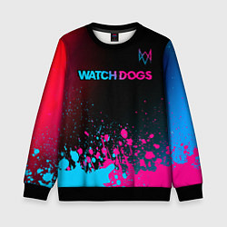 Свитшот детский Watch Dogs - neon gradient: символ сверху, цвет: 3D-черный