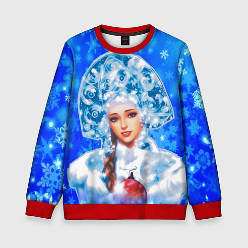 Детский свитшот Красивая русская снегурочка / 3D-Красный – фото 1