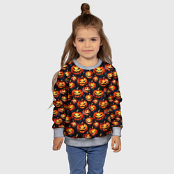 Свитшот детский Весёлые тыквы на Хеллоуин паттерн, цвет: 3D-меланж — фото 2
