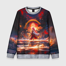 Свитшот детский Яэ Мико и небо, цвет: 3D-меланж