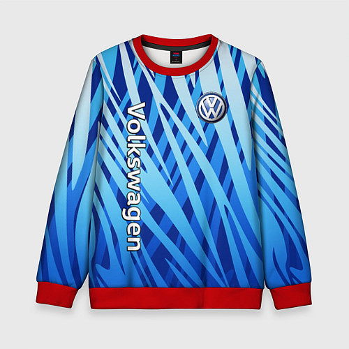Детский свитшот Volkswagen - синий камуфляж / 3D-Красный – фото 1