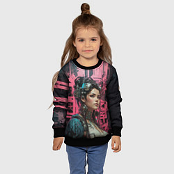 Свитшот детский Девушка в кибернетическом пространстве, цвет: 3D-черный — фото 2
