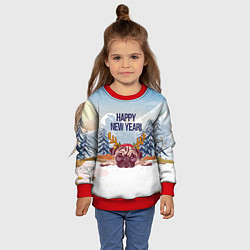 Свитшот детский Мопс с оленьими рогами, цвет: 3D-красный — фото 2
