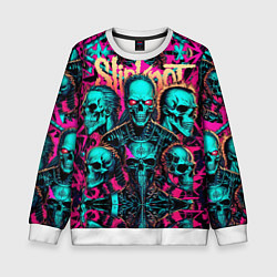 Свитшот детский Slipknot на фоне рок черепов, цвет: 3D-белый