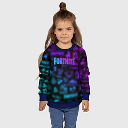 Свитшот детский Неоновые логотипы Fortnite, цвет: 3D-синий — фото 2