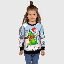 Свитшот детский Новогодний дракон, цвет: 3D-черный — фото 2