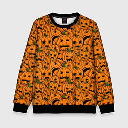 Свитшот детский Страшные тыквы, цвет: 3D-черный