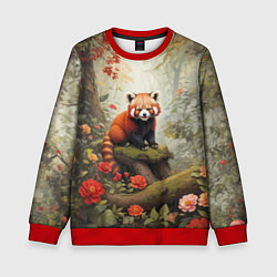 Свитшот детский Красная панда в лесу, цвет: 3D-красный