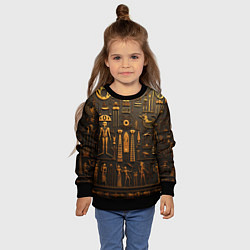 Свитшот детский Арт в стиле египетских письмен, цвет: 3D-черный — фото 2