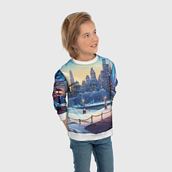 Свитшот детский Зимний большой город, цвет: 3D-белый — фото 2