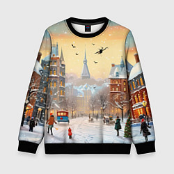Свитшот детский Новогодний городок, цвет: 3D-черный