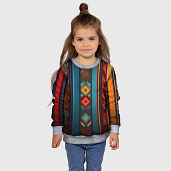 Свитшот детский Этнический орнамент в вертикальную полоску, цвет: 3D-меланж — фото 2
