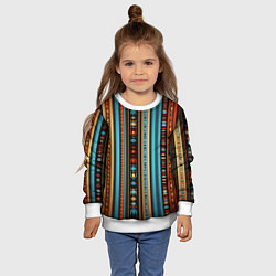 Свитшот детский Этнический паттерн в вертикальную полоску, цвет: 3D-белый — фото 2