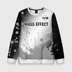 Свитшот детский Mass Effect glitch на светлом фоне посередине, цвет: 3D-белый