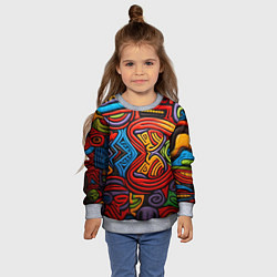 Свитшот детский Разноцветный узор в стиле абстракционизм, цвет: 3D-меланж — фото 2