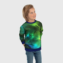 Свитшот детский Бескрайний космос зелёный, цвет: 3D-синий — фото 2