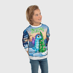 Свитшот детский Дракон у елки 2024, цвет: 3D-белый — фото 2