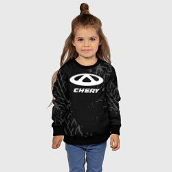 Свитшот детский Chery speed на темном фоне со следами шин, цвет: 3D-черный — фото 2