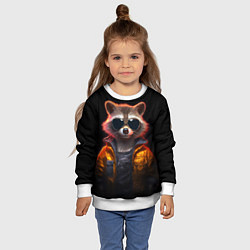 Свитшот детский Енот - cyberpunk, цвет: 3D-белый — фото 2