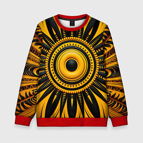 Детский свитшот Желто-черный узор в африканском стиле / 3D-Красный – фото 1