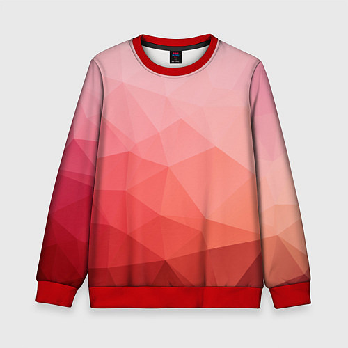Детский свитшот Абстракция с градиентом полигональная / 3D-Красный – фото 1