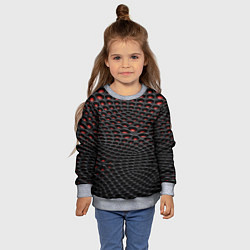 Свитшот детский Узор на чёрно красном карбоновом фоне, цвет: 3D-меланж — фото 2