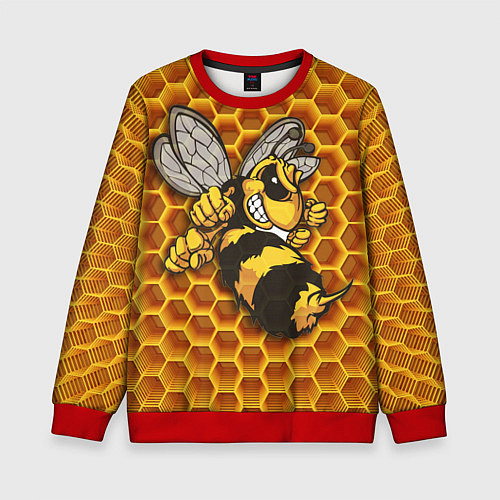 Детский свитшот Шмель с жалом и кулаками абстрактный желтый фон со / 3D-Красный – фото 1