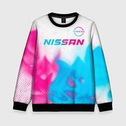 Свитшот детский Nissan neon gradient style посередине, цвет: 3D-черный