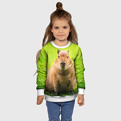 Свитшот детский Capybara on green grass, цвет: 3D-белый — фото 2