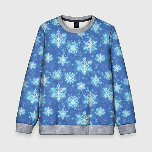 Детский свитшот Pattern with bright snowflakes / 3D-Меланж – фото 1