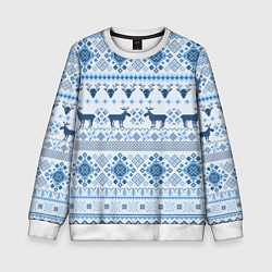 Свитшот детский Blue sweater with reindeer, цвет: 3D-белый