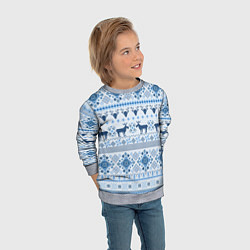 Свитшот детский Blue sweater with reindeer, цвет: 3D-меланж — фото 2