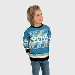Свитшот детский Sweater with deer on a blue background, цвет: 3D-черный — фото 2