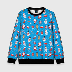 Детский свитшот Новогодний голубой принт