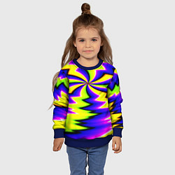 Свитшот детский Неоновая фрактальная абстракция, цвет: 3D-синий — фото 2