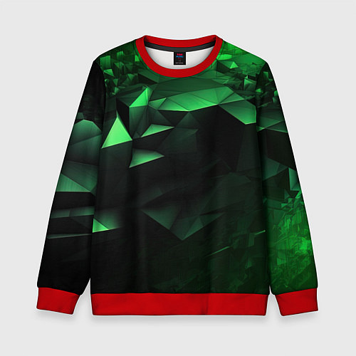 Детский свитшот Видение зеленого в абстракции / 3D-Красный – фото 1