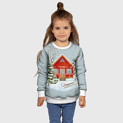 Свитшот детский Красный дом в зимнем лесу, цвет: 3D-белый — фото 2