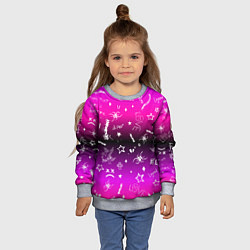 Свитшот детский Тату Лил Пипа на фиолетовом, цвет: 3D-меланж — фото 2