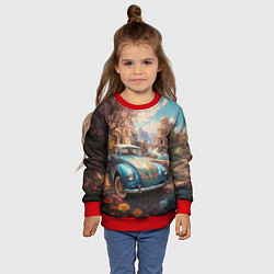 Свитшот детский Сказочный ретро автомобиль, цвет: 3D-красный — фото 2