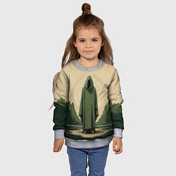Свитшот детский Незнакомец в зелёном балахоне, цвет: 3D-меланж — фото 2