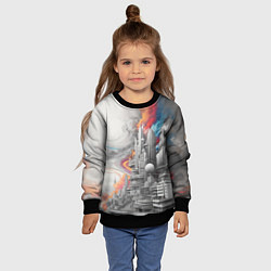 Свитшот детский Футуристичный городской пейзаж, цвет: 3D-черный — фото 2