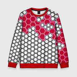 Свитшот детский Красная энерго-броня из шестиугольников, цвет: 3D-красный