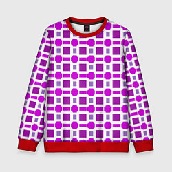 Свитшот детский Фиолетовые кирпичики и белые полосы, цвет: 3D-красный