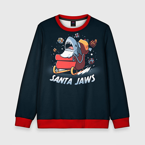Детский свитшот Santa Jaws / 3D-Красный – фото 1